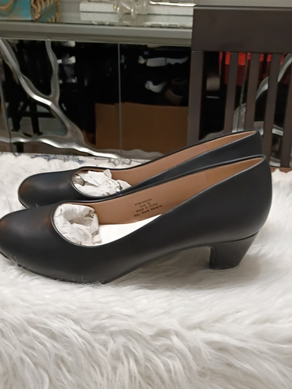 New Journee Collection Luu-M Black Mid-Heel Round-Toe Faux Leather Pumps 8.5 - Picture 9 of 14